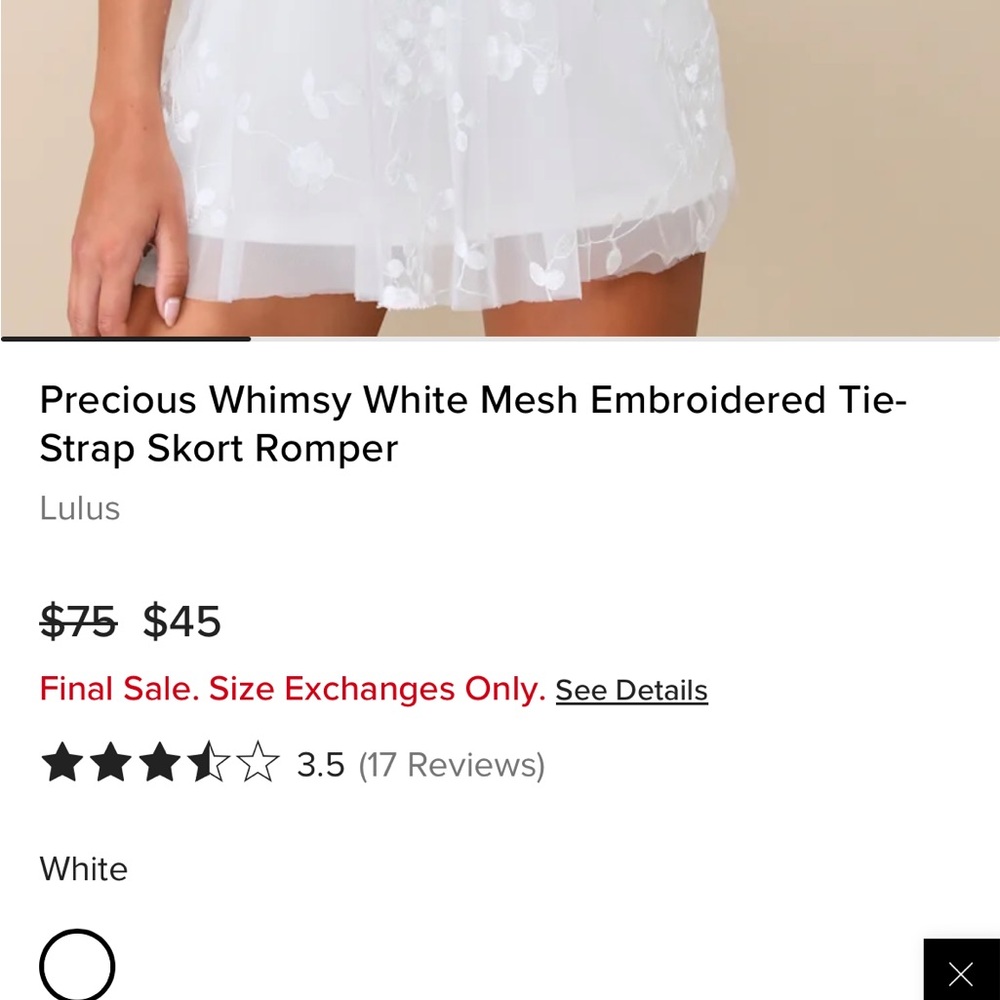 Lulu's White Mesh Embroidered Romper